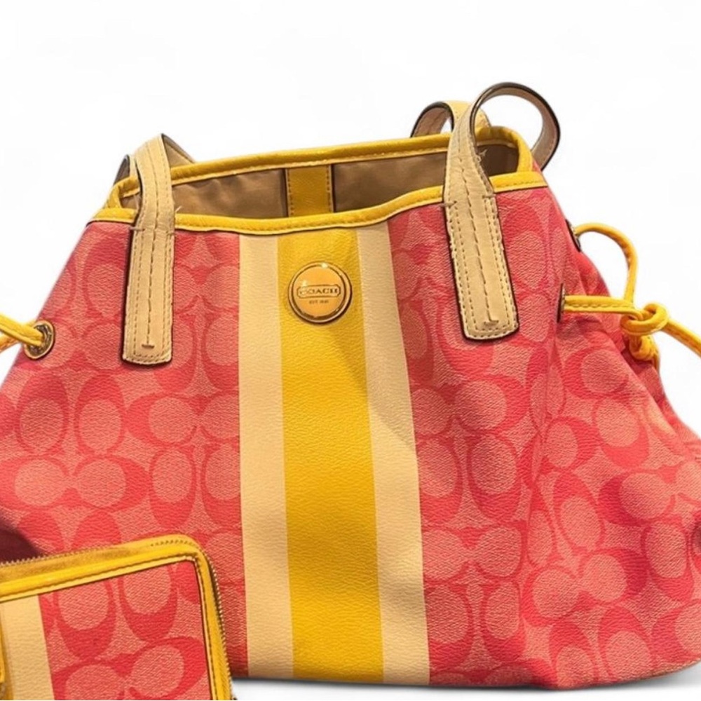 Coach Pink and Yellow Shoulder Bag